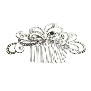 Amazon Com Wedding Metal Wire Hair Comb Flower Pearl Crystals