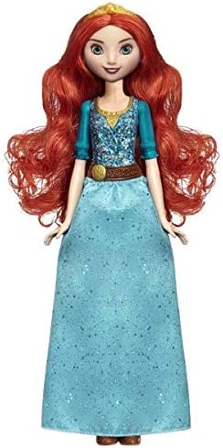 Disney Princess Royal Shimmer Merida Doll, Fashion Doll with Skirt and Accessories, Toy for Kids Ages 3 and Up, Blue,red,white
