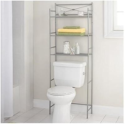 Mainstay 3 Shelf Bathroom Space Saver Storage Organizer Over The Rack Toilet Cabinet Shelving Towel Rack 3 Shelf Satin Nickel Amazon Sg Home