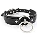 Handmade Womens Double O Ring Faux Leather Choker Collar (Black & silver alloy)