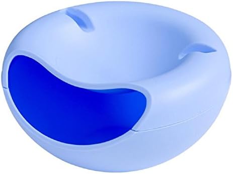 Aipinmei Double Face Smiling Fruit Dish Circular Plastic Lazy Double Deck Snacks Food Storage Boxes Melon Seeds Plate (Blue)
