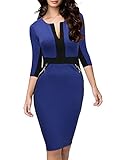 Miusol Women's Formal Scoop Neck Optical Illusion 2/3 Sleeve Business Dress