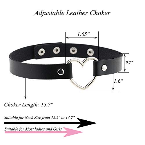 ETHOON Love Heart PU Leather Choker Necklace Goth Choker Collar Chain Black - Thumbnail 2