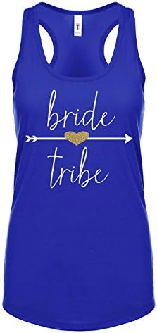 Bride Tribe Arrow and Glitter Heart Tank Top (XXL, Royal Blue)