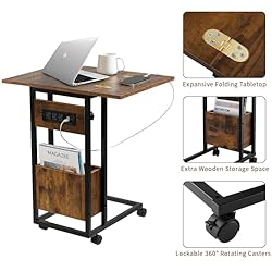 Hadulcet C Shaped End Table with Charging Station
