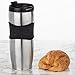 Travel coffee mug- with lid, one of the best genuine travel mugs, perfect for commuting, sleek and contemporary, well insulated durable stainless steel, flip top lid, screw on top, easy to clean