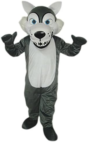 MascotShows short plush grey wolf Mascot Costume Fancy Dress