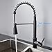SHAMANDA Brass Kitchen Faucet High Arc Spring Kitchen Sink Faucet with Sprayer Single Handle Hole Pull Down Bar Sink Faucet Matt Black, L60001-7