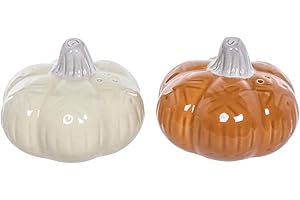 The Bridge Collection Ceramic Pumpkin Salt and Pepper Shakers - Fall Salt and Pepper Shakers - Kitchen Tabletop Decor for Country, Farmhouse, Thanksgiving Home Decor
