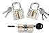 Sopoby Practice Lock Set, Transparent Training Cutaway Crystal Pin Tumbler Keyed Padlock for picking, 3-pack Common Locks for Locksmith Beginner