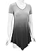Lock and Love LL WT1051 Womens V Neck Short Sleeve Ombre Tunic Top L Black