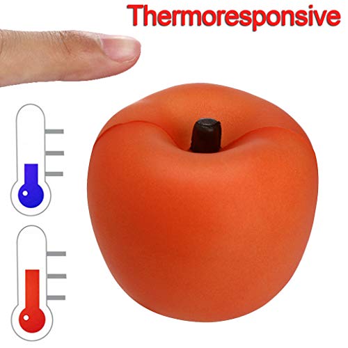 Mikilon Squishy Chromotropic Apple Soft Slow Rising Squeeze Toys Kids Adults Stress Reliever - Color Change by Temperature (Red)