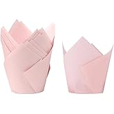 ccHuDE 100 Pcs Tulip Cupcake Liners Paper Baking Cups Muffin Holder Wrappers Greaseproof Muffin Liners Party Dessert Liners for Wedding Birthday Christmas
