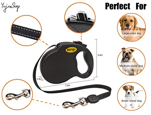Retractable Dog Leash 16ft, Strong Durable, Walking Leash Large Medium Small Dogs 110lbs, Comfortable Anti-Slip Handle, Reflective Ribbon Cord, One Hand Operation YujueShop