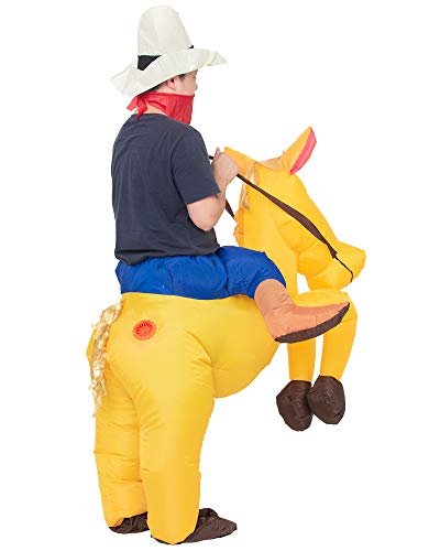 JYZCOS Inflatable Cowboy Costume Western Fancy Dress for Men Women Halloween Party Suit (Adult Golden)