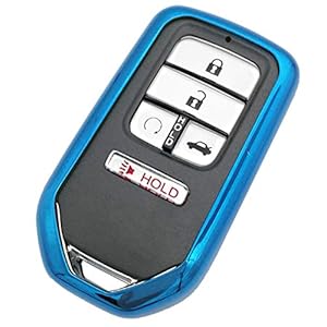 Blue Soft TPU Smart Key Fob Case Holder Jacket Protector for Honda Accord Civic Fit Pilot Odyssey CRV Clarity CRZ HRV Ridgeline EX EX-L