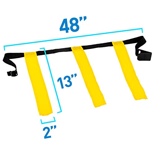 Complete Flag Football Set - 12 Adjustable Belts & 36 Flags (18 Black, 18 Yellow) For Kids & Adults