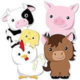 Farm Animals - Cow, Horse, Pig and Chicken Decorations DIY Baby Shower or Birthday Party Essentials - Set of 20