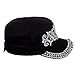 Crystal Case Women's Cotton Rhinestone Studded Medieval Military Cap Hat (Black)