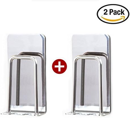Yafeco 2 Pcs toothbrush Holder Stand Wall Mounted with Cup Rack for Vanity Storage,Kids Bathroom Toothbrush Holder, Brushed Stainless Steel