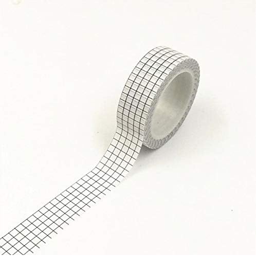 Washi Tape Set Black and White Grid - 10M Masking Tape Adhesive Tapes Stickers Decorative Stationery -Glitter Decorative Great Gift for DIY Scrapbook Photo Album (White)