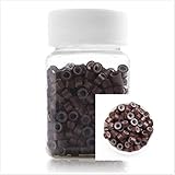 1000 Silicone Micro Link Rings 5mm Lined Beads Deadlocks for Hair Extensions Tool (#5 Brown)