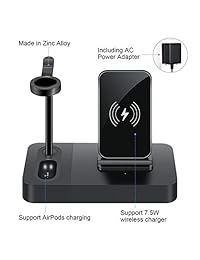 Estación de carga inalámbrica para Apple Watch Stand 3 en 1 Apple Airpods Charger Qi 7.5W Wireless Charging Dock compatible con iPhone X XS 8 Plus, etc. (Incluye adaptador de alimentación CA)