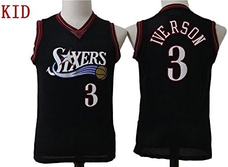 Black Retro Jerseys Philadelphia 76ers Allen Iverson #3 - Kids L