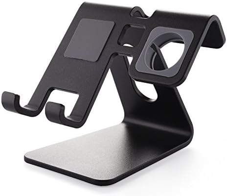 ieeGo Charging Docking Station Holder for Apple Watch and Cell Phone, 2 in 1 iPhone iWatch Stand Desktop Dock,Cradle,Holder for all Android Smartphone/iPhone 6,7 S Plus - Black