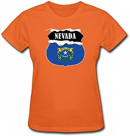 ZFTYOO Nevada State Flag Tshirt Printed T-Shirts Original Womens Tee Orange