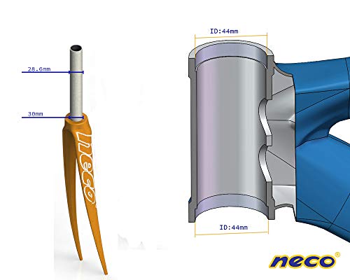 NECO H125 1-1/8" 28.6mm Stem Semi Integrated Threadless Bike Headset Ã˜44mm Headtube Head Tube (Black)