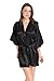 Aibrou Women's Kimono Robes Satin Pure Colour Short style with Oblique V-Neck