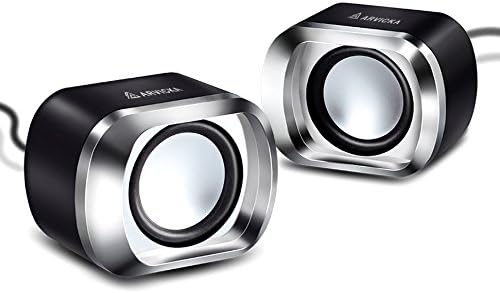 ARVICKA Compact Decent USB Speakers- 2.0 Wired Multimedia Desktop Laptop Speakers for PC, Notebook, Tablet, Small Computer speakers for Office, School, Black