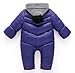 Aivtalk Baby Boys Snowsuit Infant Warm Solid Polyester Long Sleeve Zip One Piece Jacket Outwear with Knit Hood Blue 6-12 Months