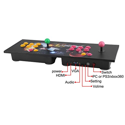 GiODLCE Classic 800 in 1 Video Arcade Games Console, Home TV Double Stick Arcade Console Fight Games Gamepad Machine w/VGA HDMI USB Connector for TV Monitor VGA HDMI Output (800 in 1 -Balck) - Thumbnail 2