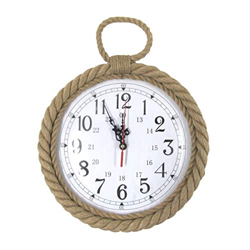 TG,LLC Treasure Gurus 10" Natural Jute Rope Hanging Wall Clock Nautical