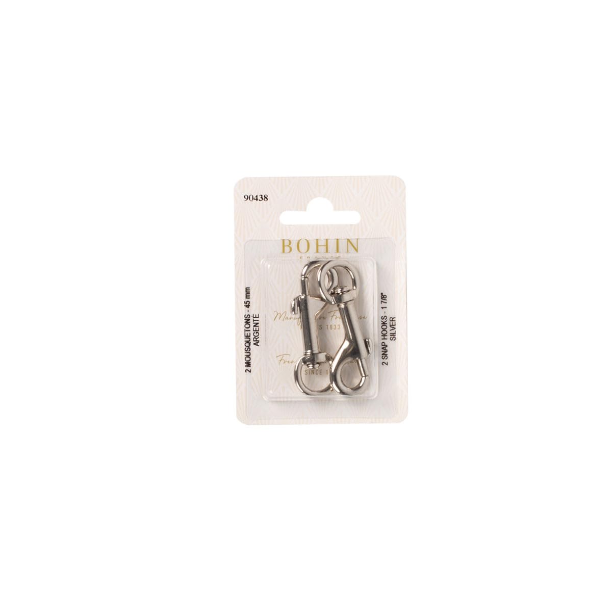 Bohin SNAP Hooks Silver 1 3/4" x 2, One