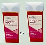 Huini 100g X 2 Roll-on Depilatory Wax Cartridge Strawberry Sensitive Skin Waxing Hair Removal Salon