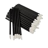 Jmkcoz 100pcs Disposable Lip Brush Lipstick Gloss Wands Applicator Eyeshadow Brush Makeup Tool Black Handle
