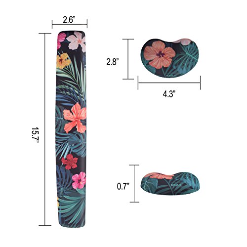 BRILA Keyboard and Mouse Wrist Rest Support Pad Cushion Set – Comfortable Medicinal Grade Silica Gel with pattern design – Skid Proof & Pain Relief Easy Typing (Summer Tropical Floral Leaves) - Thumbnail 3