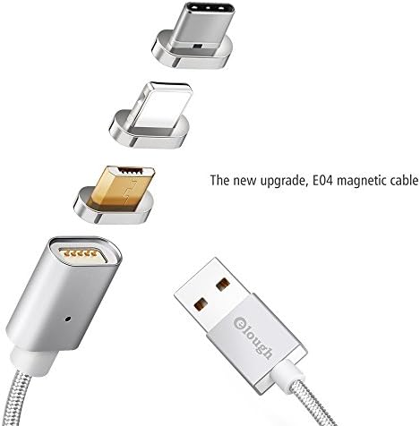 Elough E04 3 in 1 Magnetic Charger USB Data Cable for iPhone Micro USB Type C Mobile Phone (Silver)