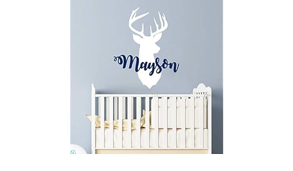 Amazon Com Personalized Boy Name With Deer Antlers Wall Decal