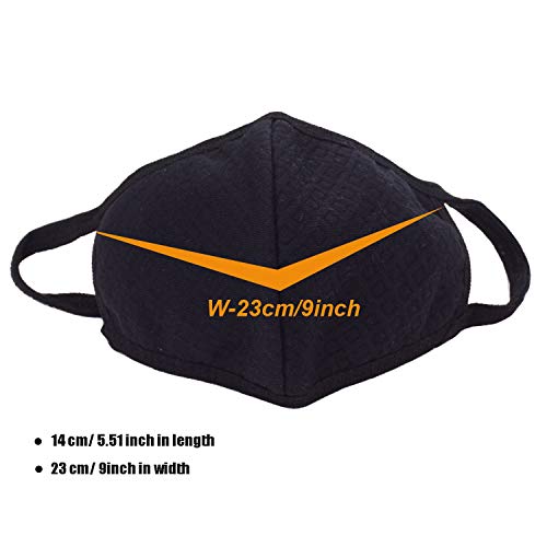 3 Pack Activated Carbon Anti Dust Face Mouth Mask, WITERY Anti Dust Mask Anti-Fog Mask Activated Carbon Earloop Mouth Mask Face Masks for Men Women (3 Pcs Black)