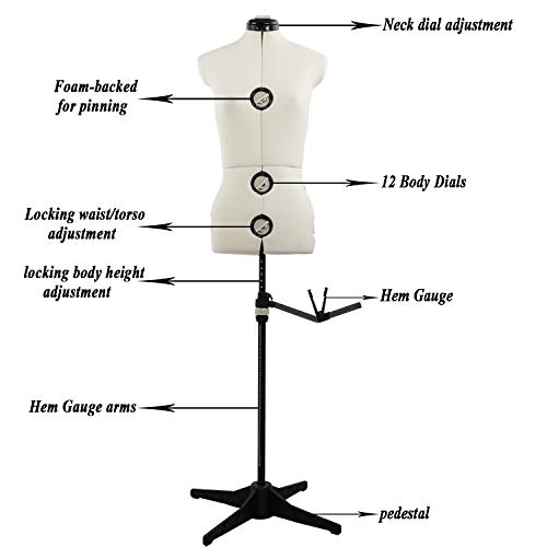 Adjustable Mannequin Dress Form with TriPod Stand, 13 Dials Pinnable