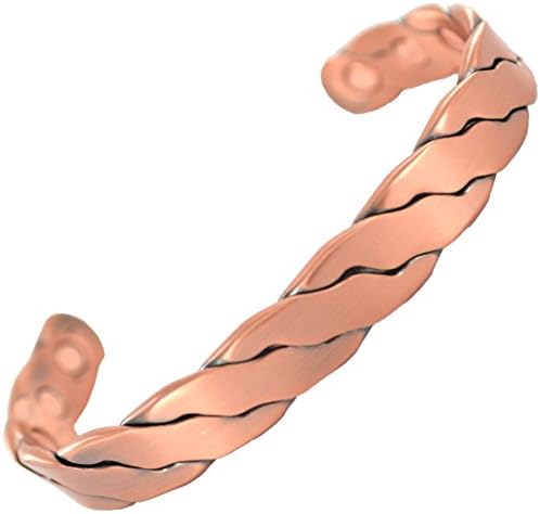 Magnatural® MAGNETIC PURE COPPER BRACELET BANGLE 6 POWERFUL MAGNETS ARTHRITIS HEALING AID PAIN RELIEF THERAPY BIO Cuff Wrist Band for Women Ladies or Mens - Golf, Tennis + FREE VELVET GIFT POUCH!