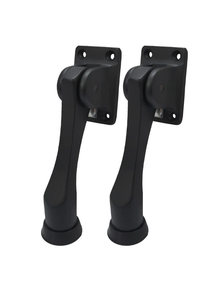 Photo 1 of QCAA Solid Brass Drop Down Door Stop, 4", Matte Black, 2=3 Pack