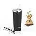 Simple HH 22OZ Stainless Steel Tumbler Vacuum Insulated Coffee Cup Double Wall Travel Flask Mug with Lid and Straw, White and Black (Black)