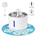 Vekonn Cat Water Fountain with Stainless Steel Top and 2 Flower Spouts, 2.5L Pet Water Fountain with Led Light and Water Level Window