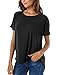 Herou Women's Casual Crew Neck Batwing Short Sleeve High Low Hem Loose Top