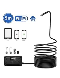 GDbow Endoscopio WiFi con amplio rango de visión de 1.6 in a 5 metros, 1080P HD inalámbrico USB endoscopio cámara de inspección con 2.0MP y 0.315 in lente impermeable para iOS y Android  16.5ft